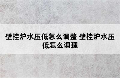 壁挂炉水压低怎么调整 壁挂炉水压低怎么调理